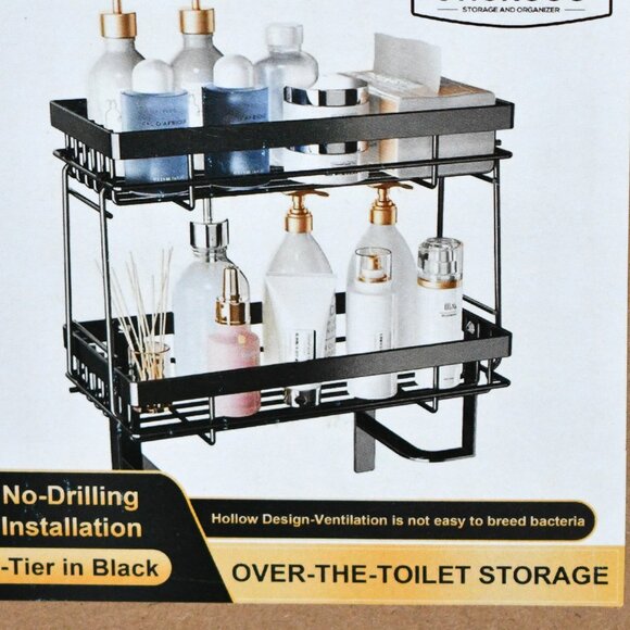 STICKGOO 2-Tier Over The Toilet Bathroom Organizer, Wall Mounted Storage Shelf, - Picture 1 of 2